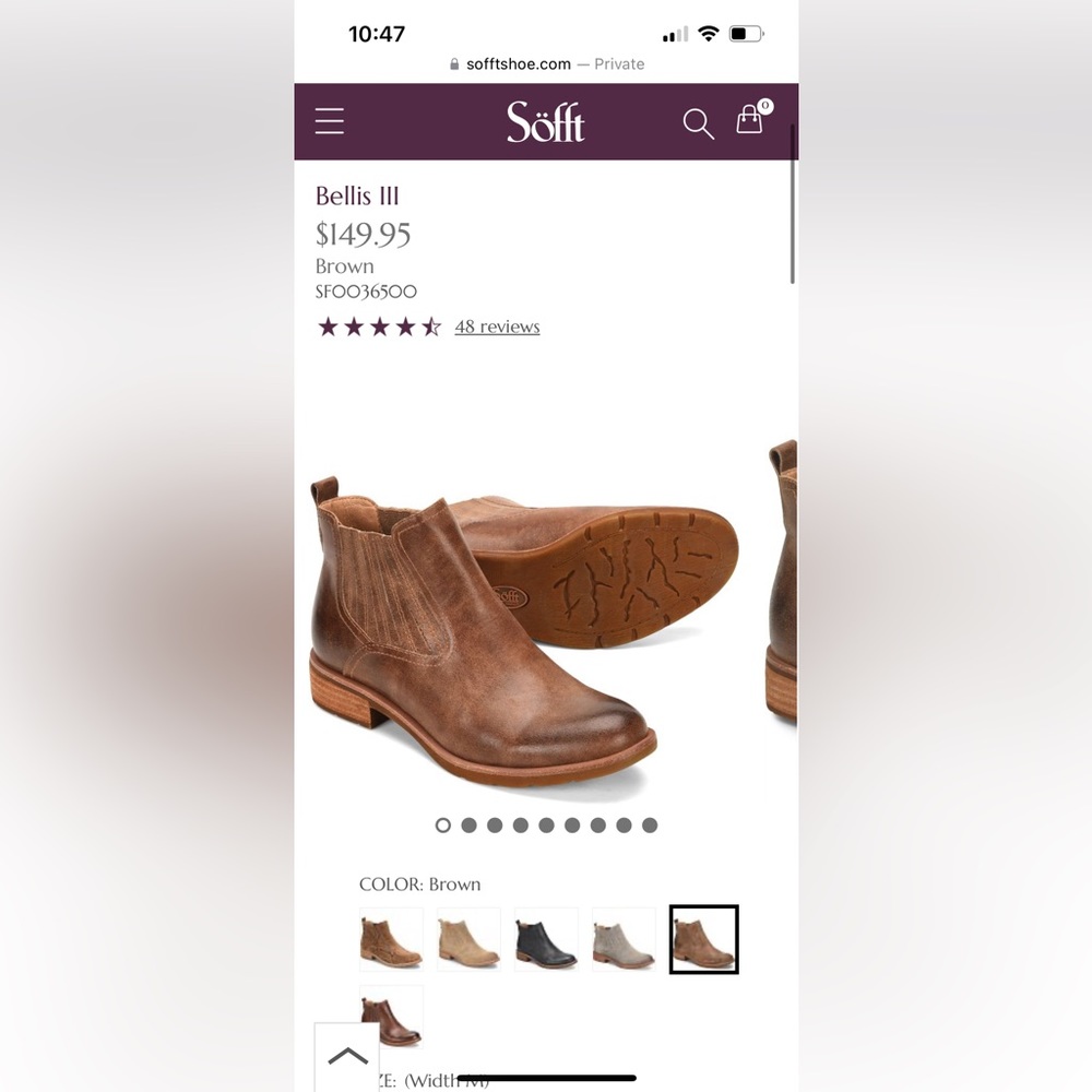 Sofft Bellis III western leather ankle boots Size 7M